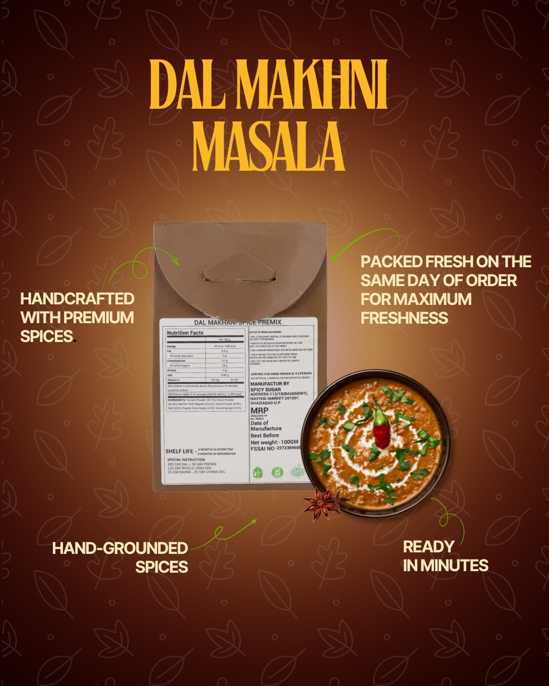 Dal makhani masala, dal masala, punjabi dal makhni, spicy sugar premix