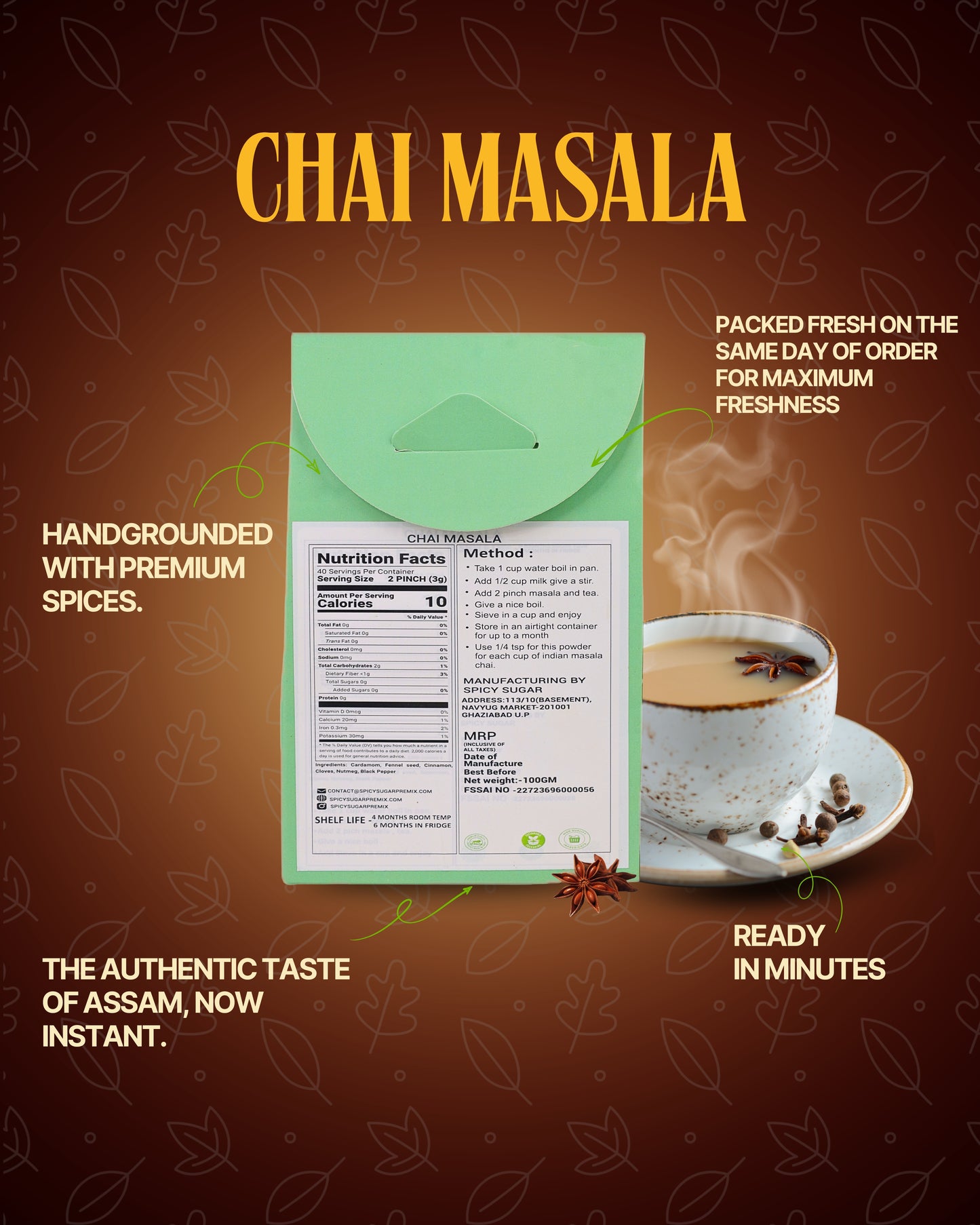 Best chai masala, Chai masala, tea masala, spicy sugar premix, Indian tea, indian chai
