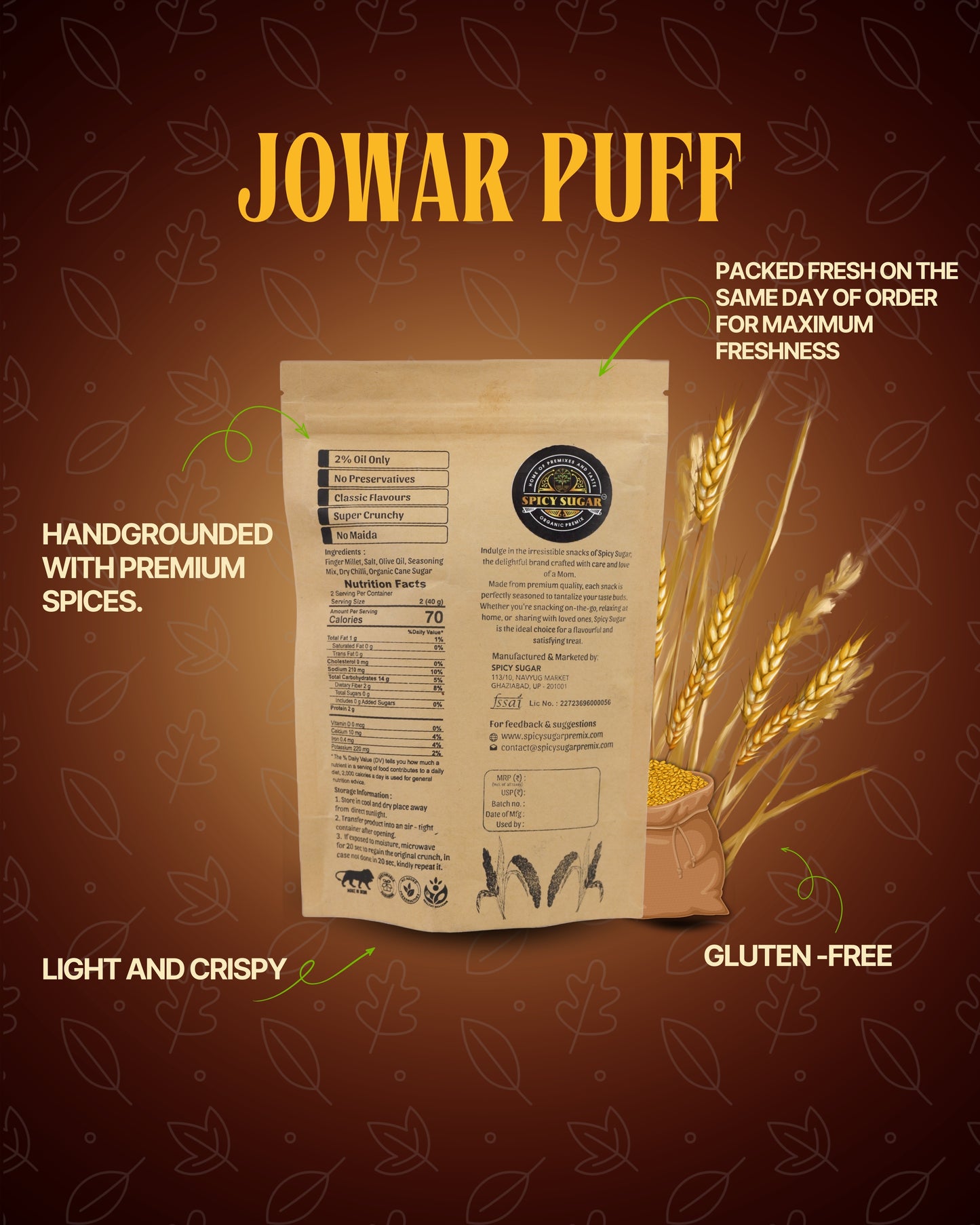Jowar puffs, jawar puffs, gluten-free snacks, healthy snacks, spicy sugar premix