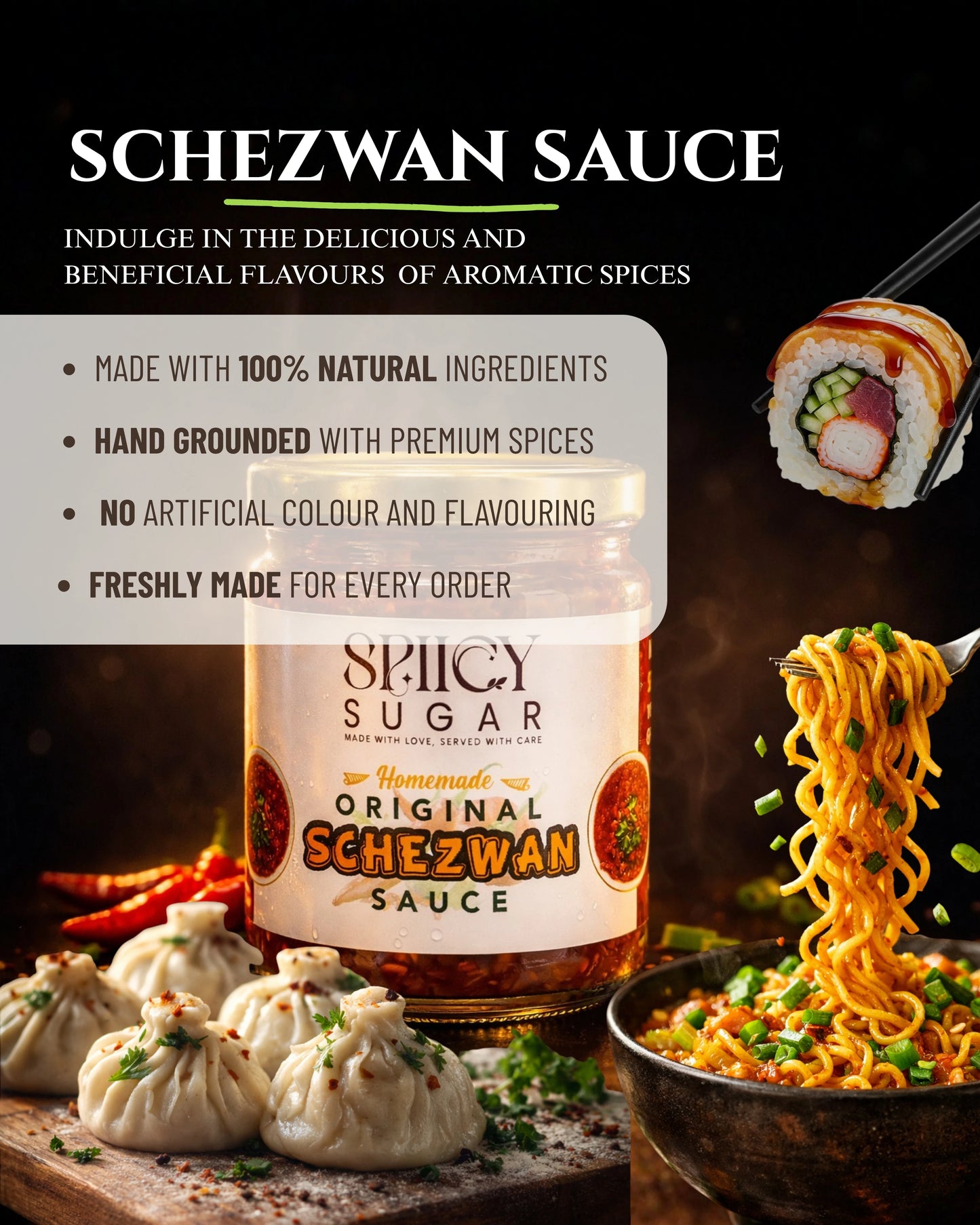 schezwan sauce, preservatives free schezwan sauce, best schezwan, spicy sugar premix