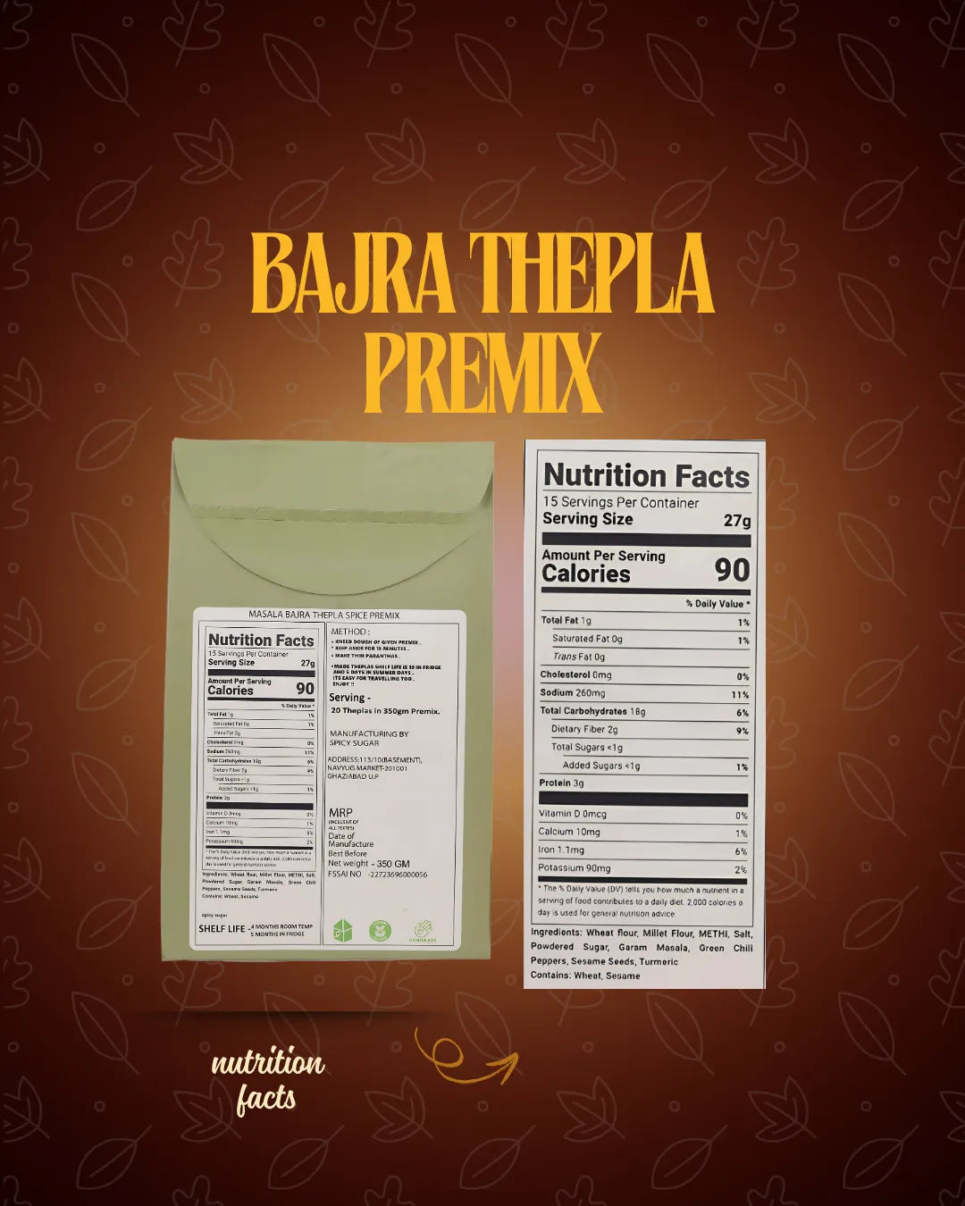 Bajra Thepla, thepla premix, gujarati thepla, gluten free, spicy sugar premix