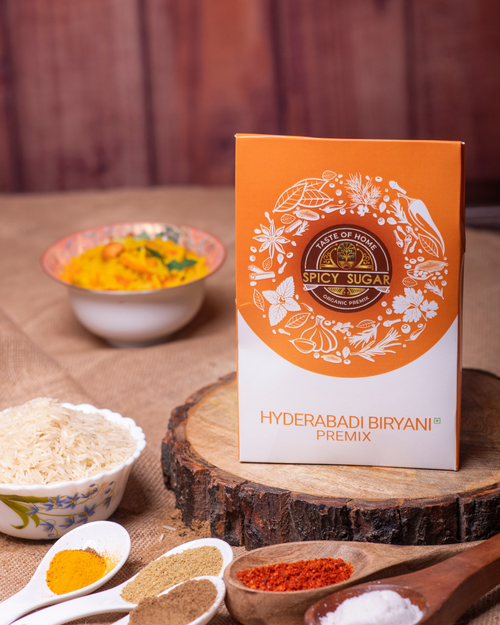 Hyderabadi biryani masala, biryani masala, indian spices, spicy sugar premix