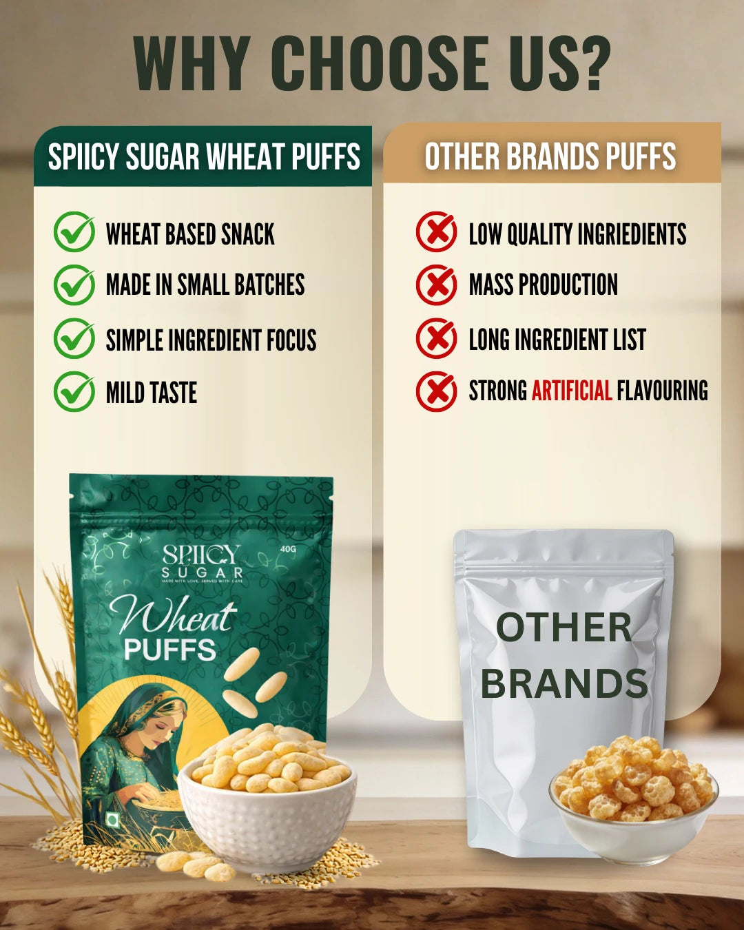 Why choose spiicy sugar wheat puffs?