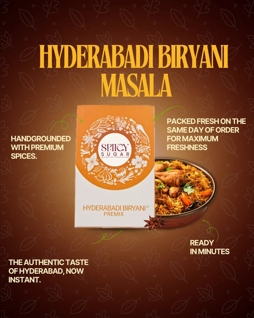 Hyderabadi biryani masala, biryani masala, indian spices, spicy sugar premix