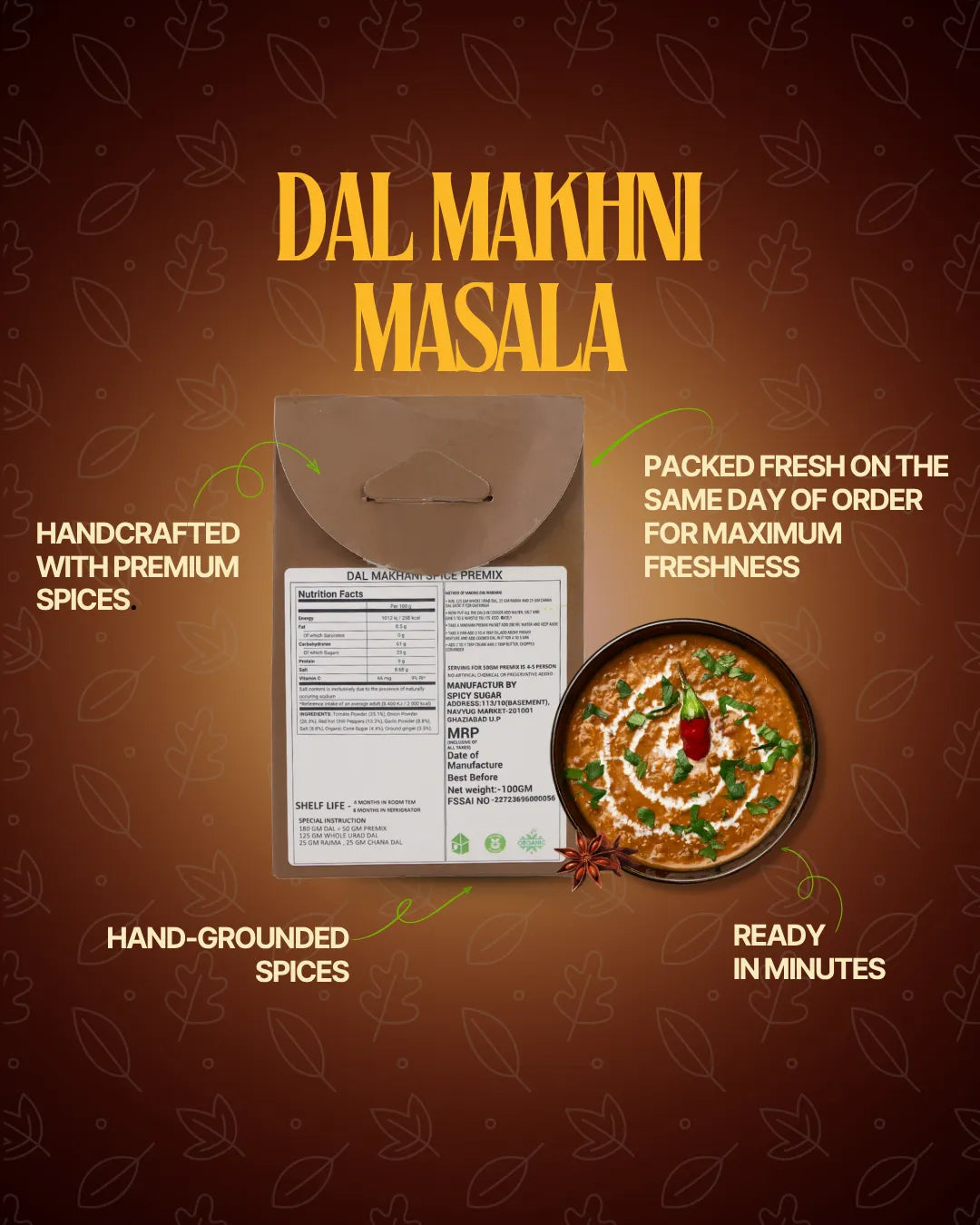 Dal makhani masala, dal masala, punjabi dal makhni, spicy sugar premix