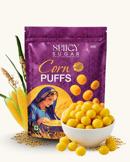 corn puffs, masala corn puffs, healthy snacks, corn snacks, snacking, spicy sugar premix, best corn puffs