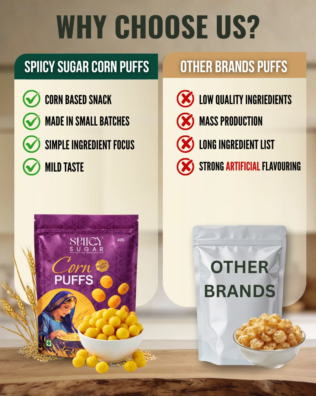 Why choose spiicy sugar corn puffs?