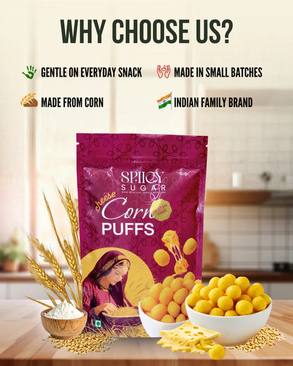 Why choose spiicy sugar cheese corn puffs