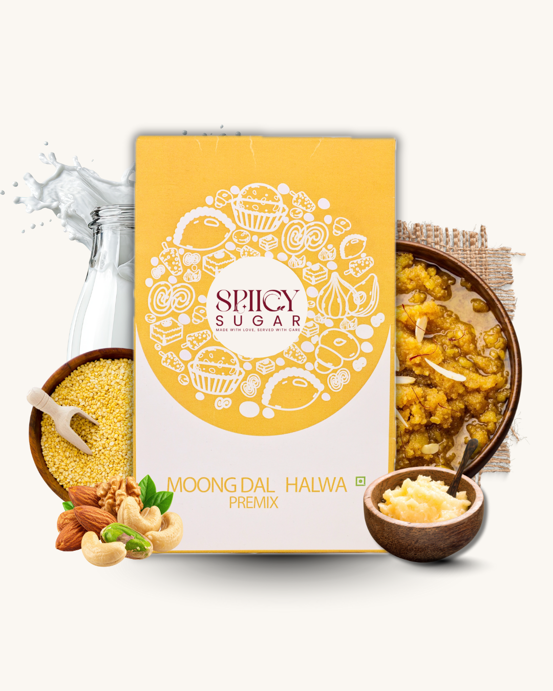 Moong dal halwa premix, halwa remix, ready  to cook,spicy sugar premix, indian dessert