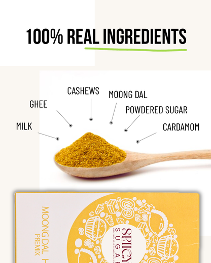 Moong dal halwa premix, halwa remix, ready  to cook,spicy sugar premix, indian dessert