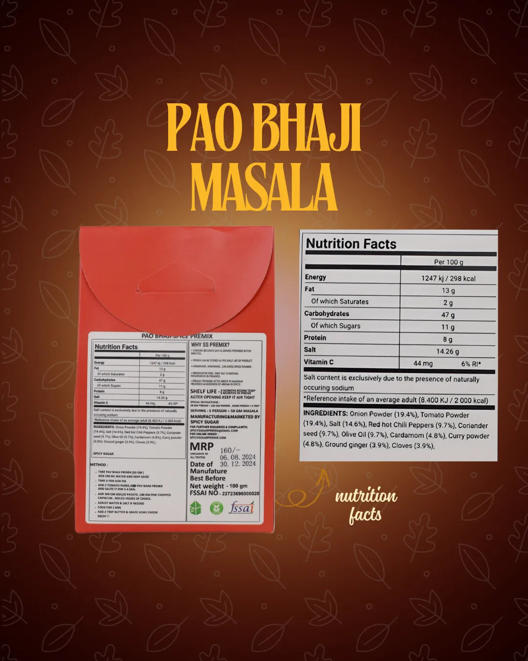 Pao bhaji masala, bhaji masala, street style bhaji, indian spices mix, spicy sugar premix
