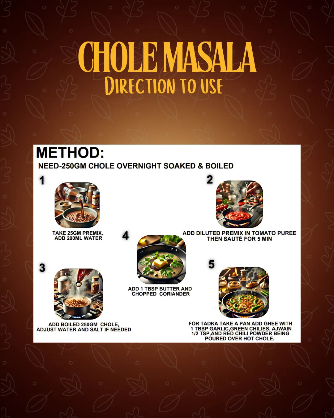 Chhole masala, chhole bhature asala, chhole kulche masala, chhole puri, chickpea, spicy sugar premix, indianspices