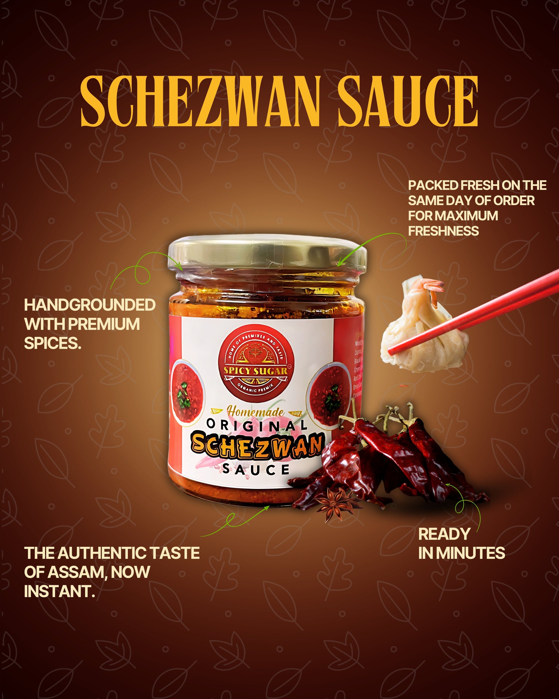 schezwan sauce, preservatives free schezwan sauce, best schezwan,  spicy sugar premix