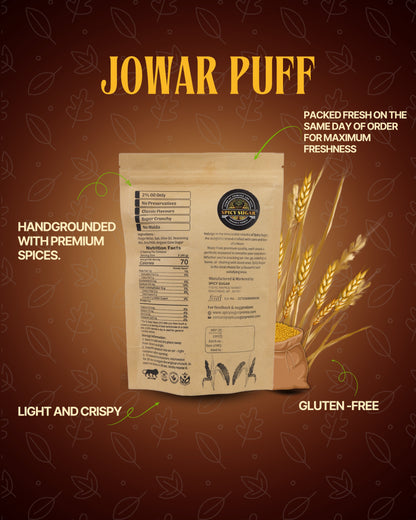 Jowar puffs, jawar puffs, gluten-free snacks, healthy snacks, spicy sugar premix