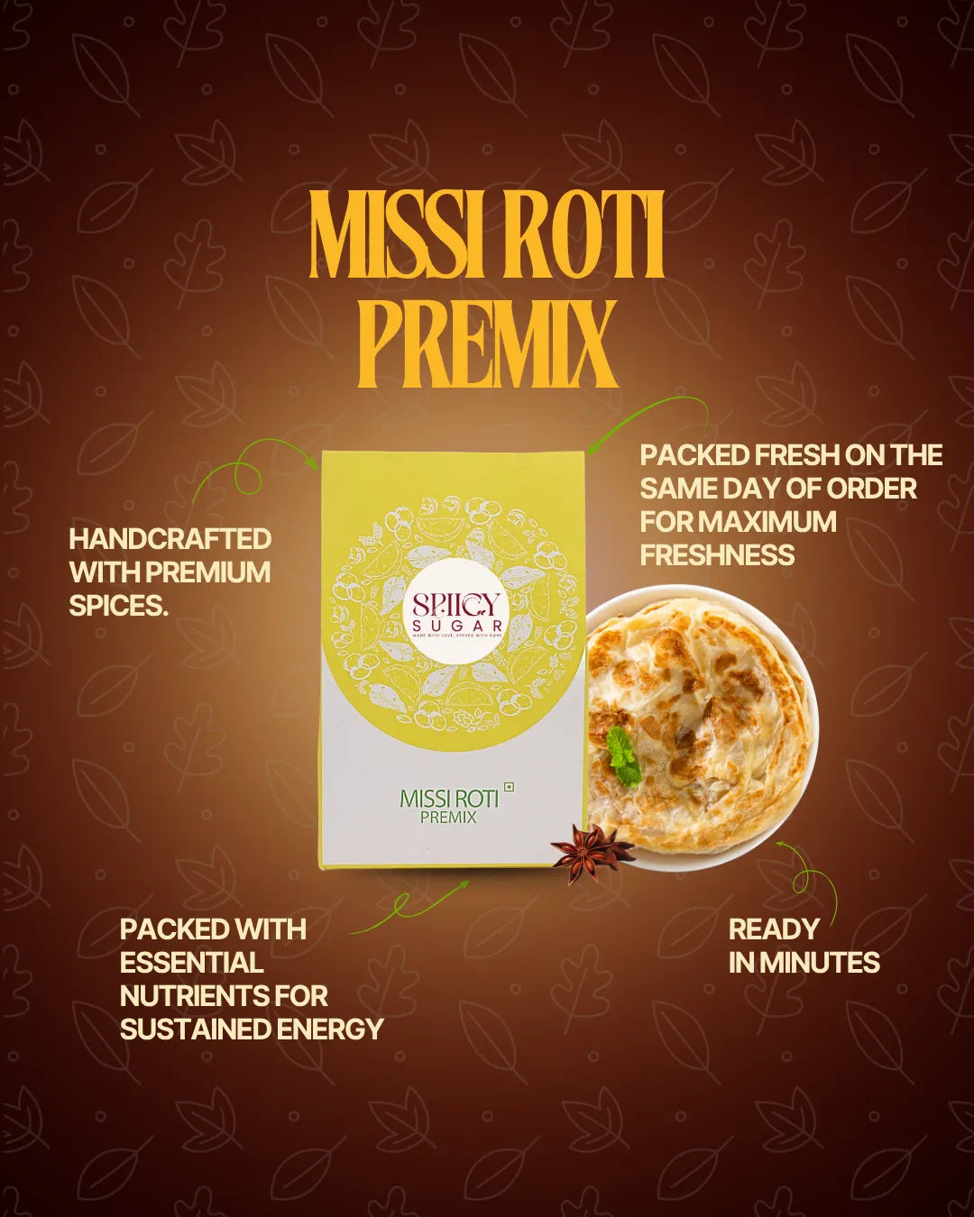 Missi roti premix, ready to cook, indian premix, spicy sugar premix