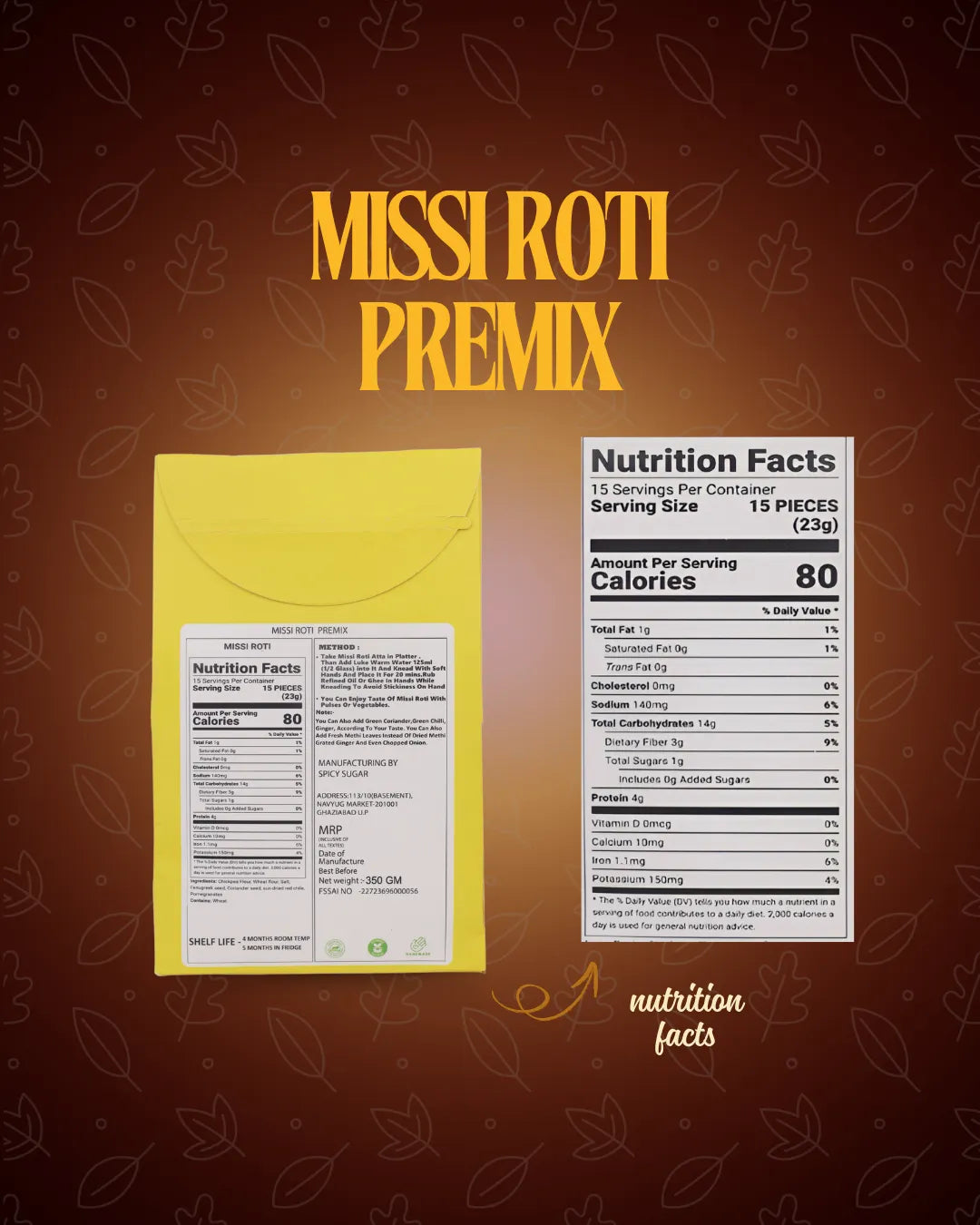 Missi roti premix, ready to cook, indian premix, spicy sugar premix