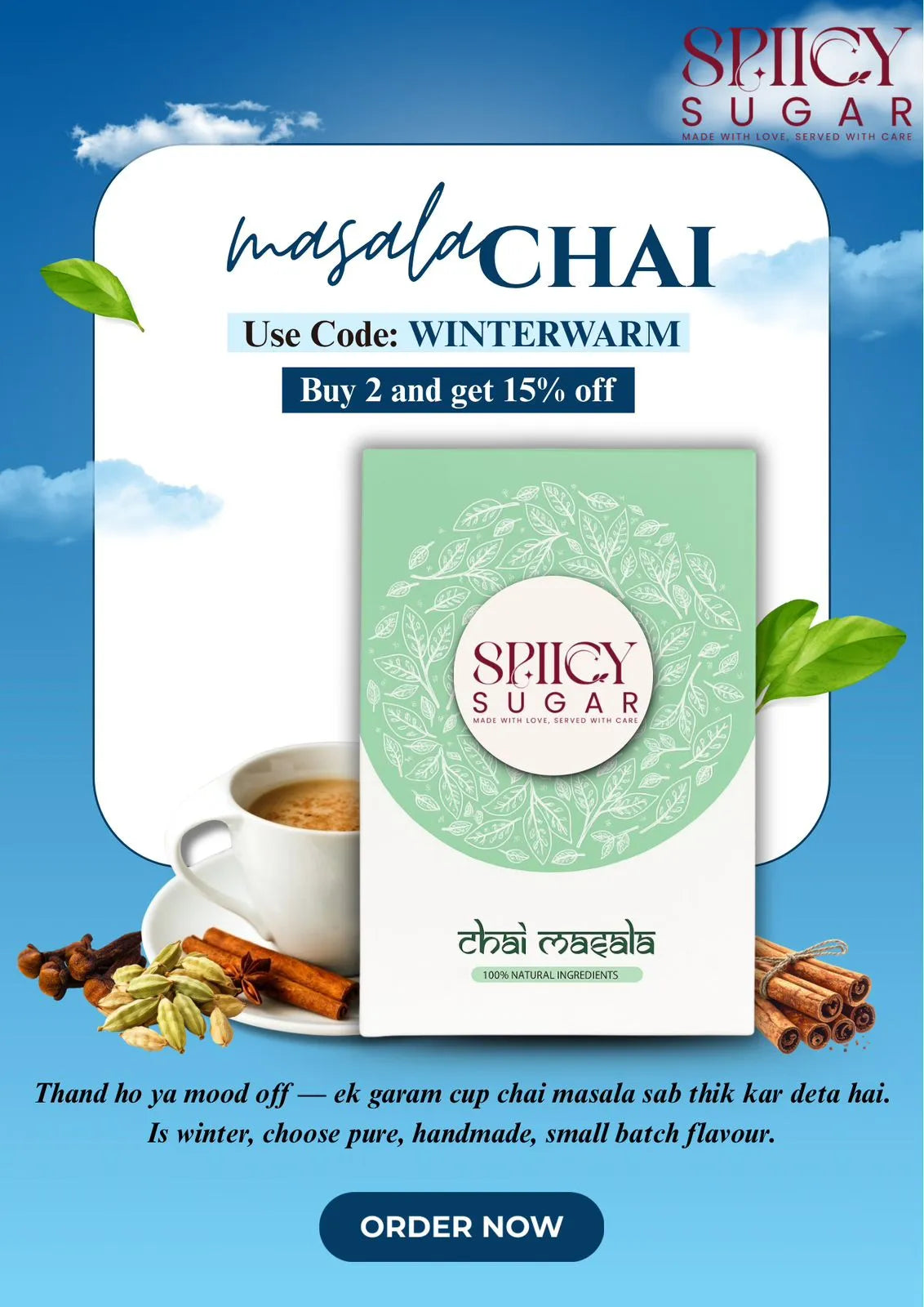 Chai masala, spicy sugar chai masala, best chai masala, best chai, masala tea