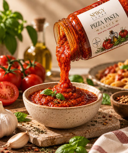Spiicy Sugar - Pizza Pasta Sauce | Ready-to-Use Tomato Pizza & Pasta Sauce | Italian Style Sauce for Pizza, Pasta, Sandwiches, Burgers & Dips