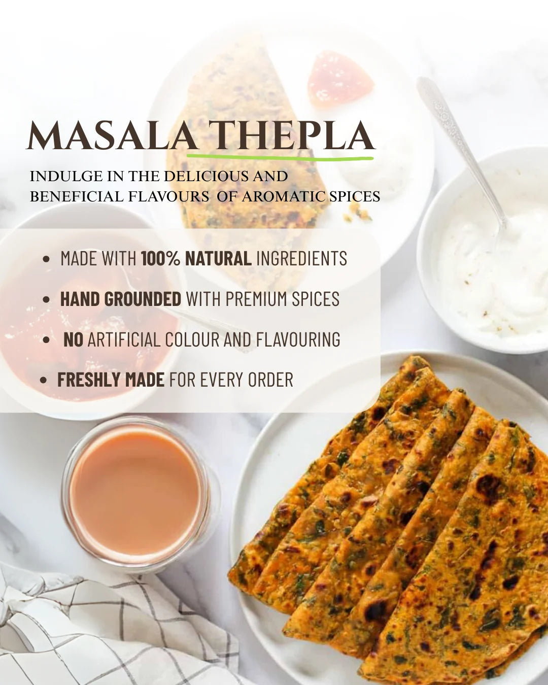 Masala Thepla, gujarati thepla, thepla premix, spicy sugar premix