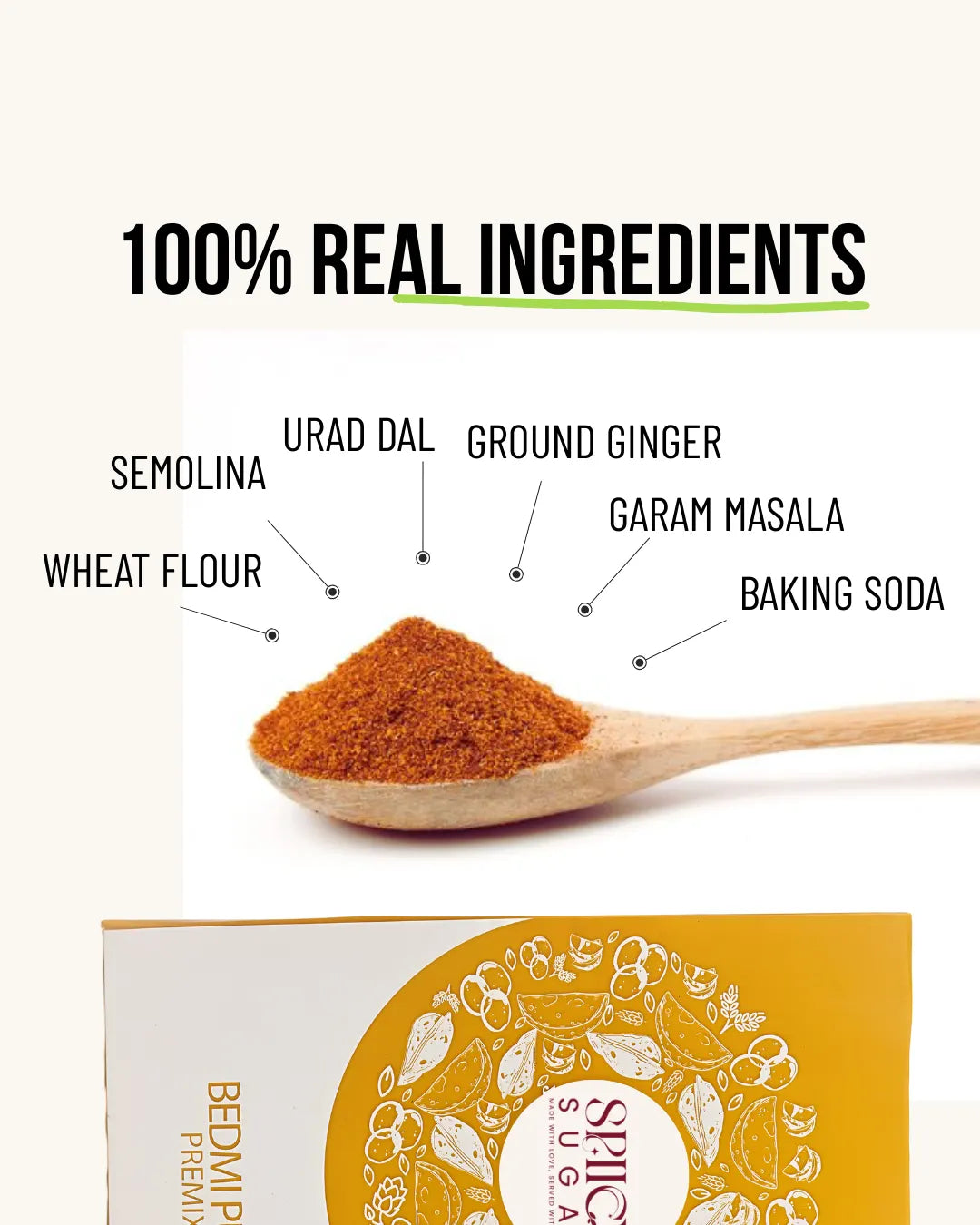 Bedmi puri premix, bedmi puri batter, indian puri, spicy sugar premix, bedmi puri mix