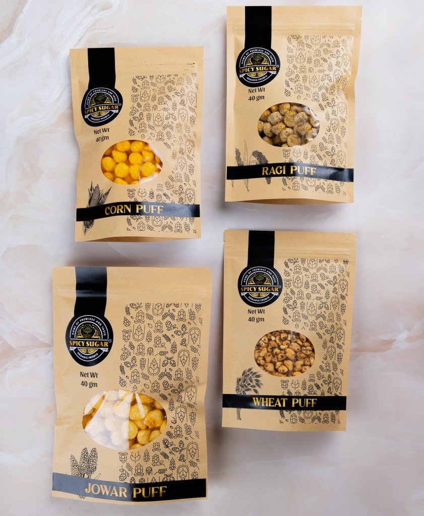 MASALA CORN PUFFS | EASY SNACKING | CRISP | HEALTHY | SAFE FOR KIDS - Spicy sugar premix