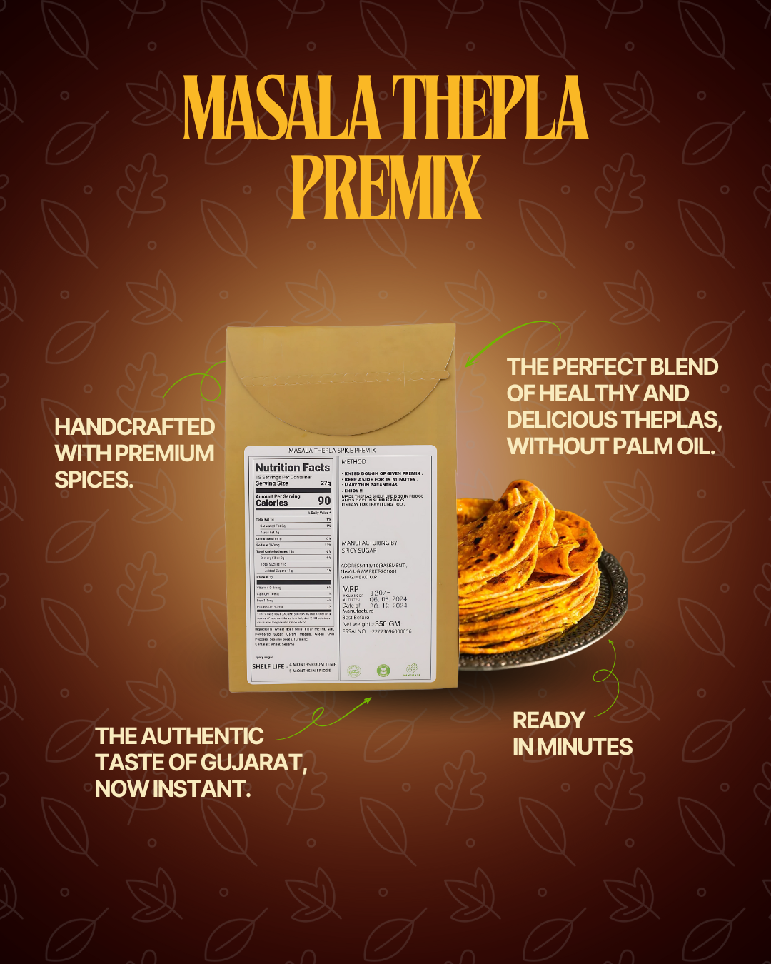 Masala Thepla, gujarati thepla, thepla premix, spicy sugar premix