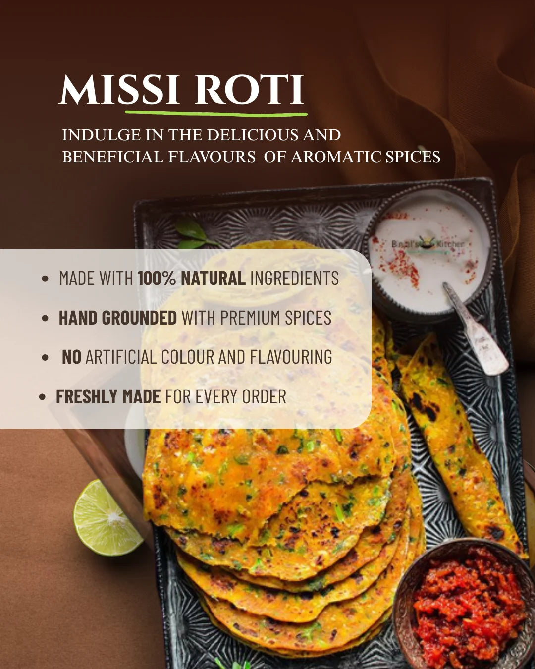 Missi roti premix, ready to cook, indian premix, spicy sugar premix