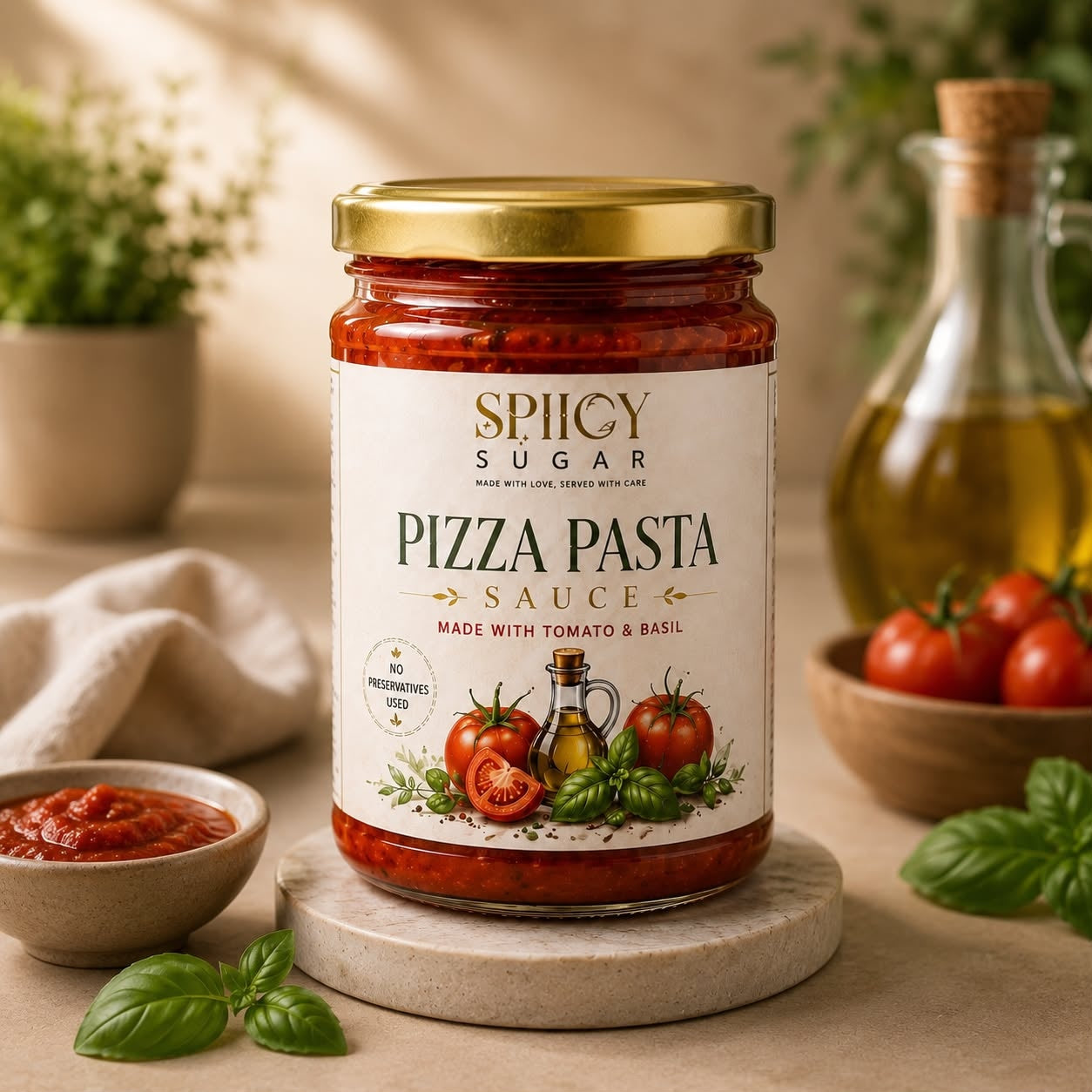Spiicy Sugar - Pizza Pasta Sauce | Ready-to-Use Tomato Pizza & Pasta Sauce | Italian Style Sauce for Pizza, Pasta, Sandwiches, Burgers & Dips