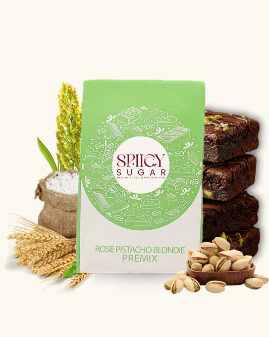 Almond brownie premix, brownie batter premix, brownie premix, fudge brownie, wheat brownie, healthy desserts, spicy sugar premix