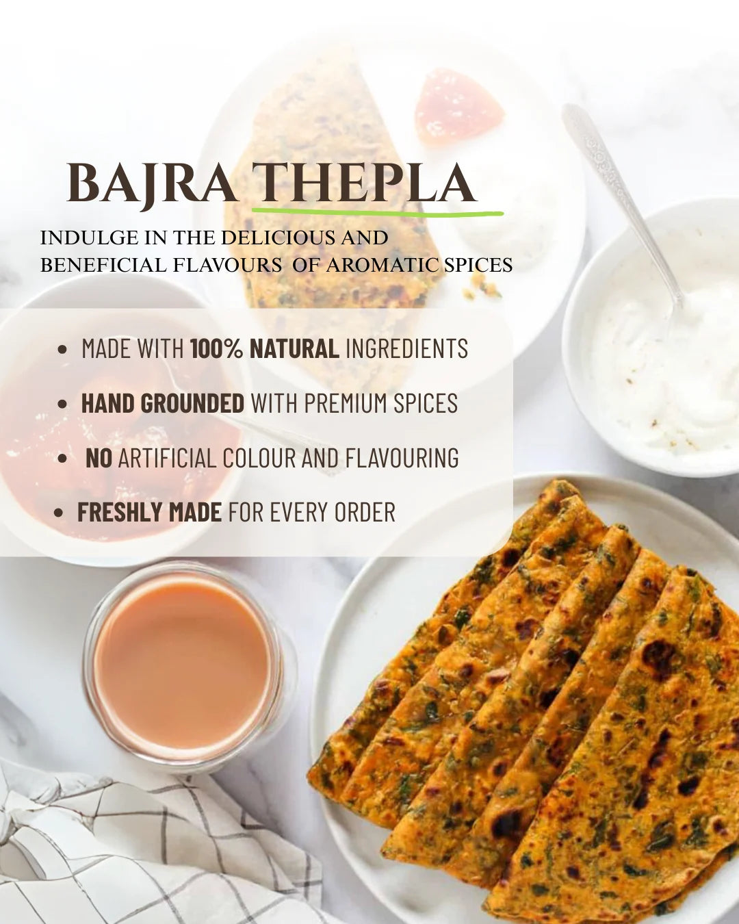 Bajra Thepla, thepla premix, gujarati thepla, gluten free, spicy sugar premix
