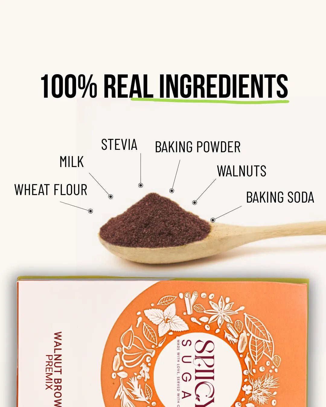 Walnut brownie, brownie premix, healthy brownie premix, spicy sugar premix, wheat brownie, healthy brownie, dessert premix