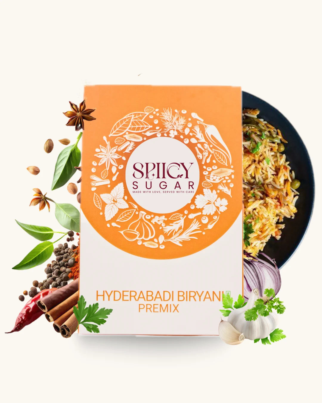 Hyderabadi biryani masala, biryani masala, indian spices, spicy sugar premix