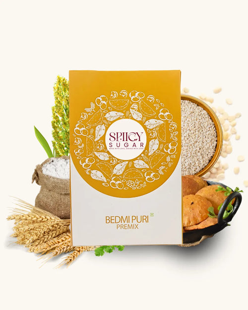 Bedmi puri premix, bedmi puri batter, indian puri, spicy sugar premix, bedmi puri mix